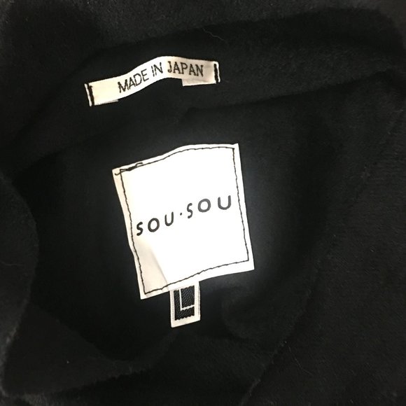 Sou Sou Shusei Overlapping Cowl Neck Unisex Black - Picture 7 of 8